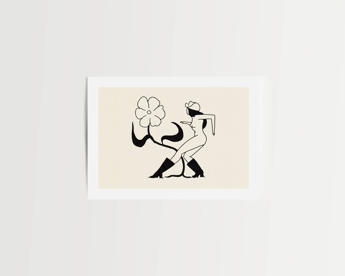 Flower Dance – Cowgirl Western& Botanical Giclée Art Print: Medium