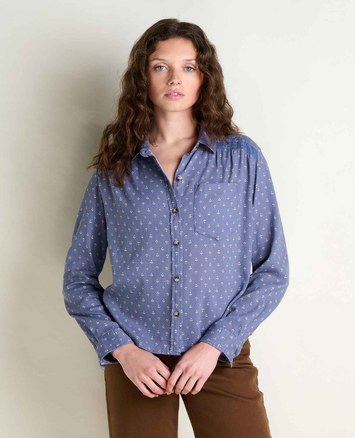 Manzana Boxy LS Shirt - Ocean Print (F26)