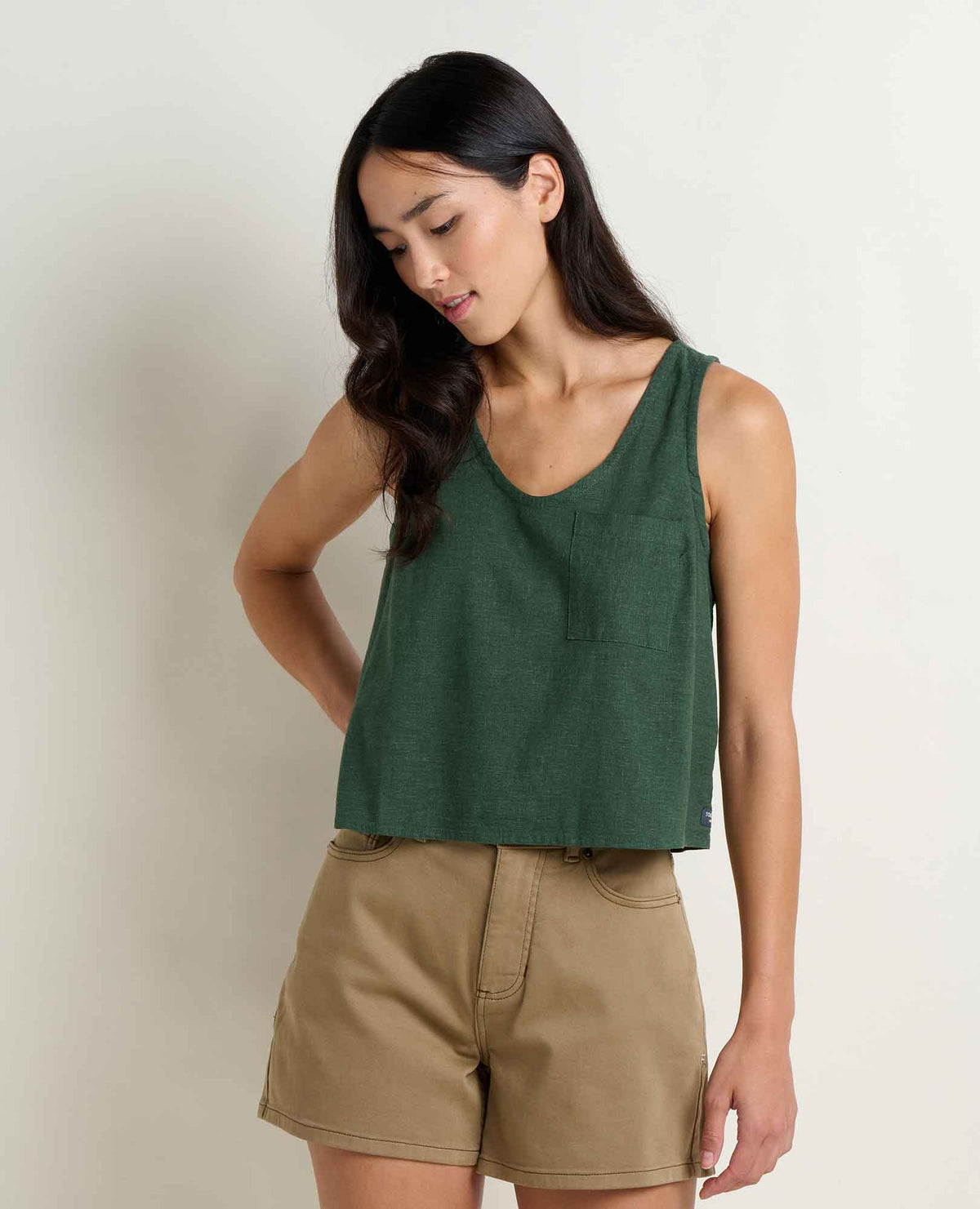 W’s Taj Hemp Button Back Tank - Cilantro (S26)