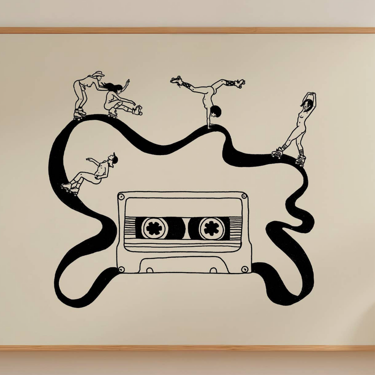 Girls Skate Session, Retro Music Art Print: 8x10