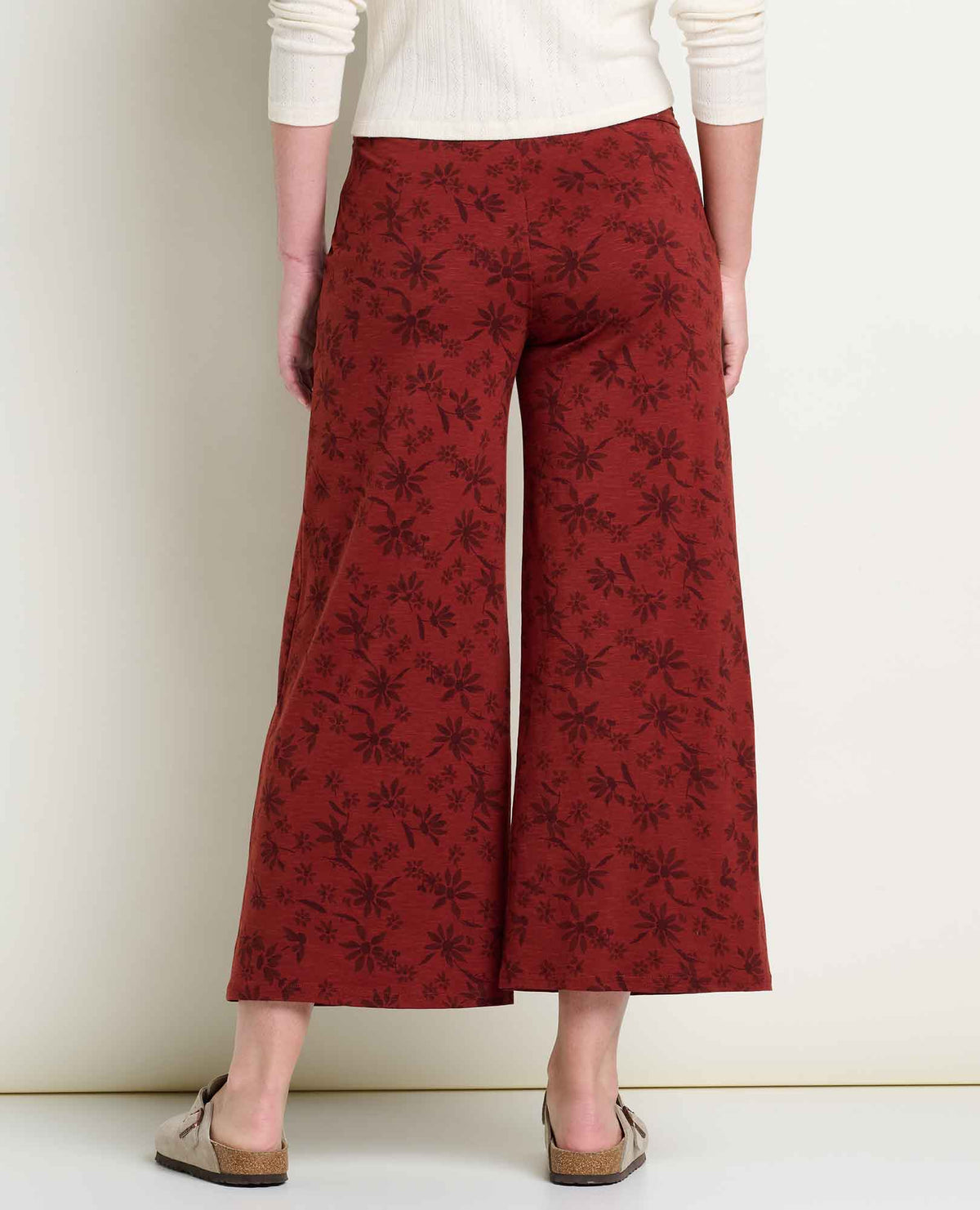 Chaka Wide Leg Crop Pant - Burgundy Print (F26)