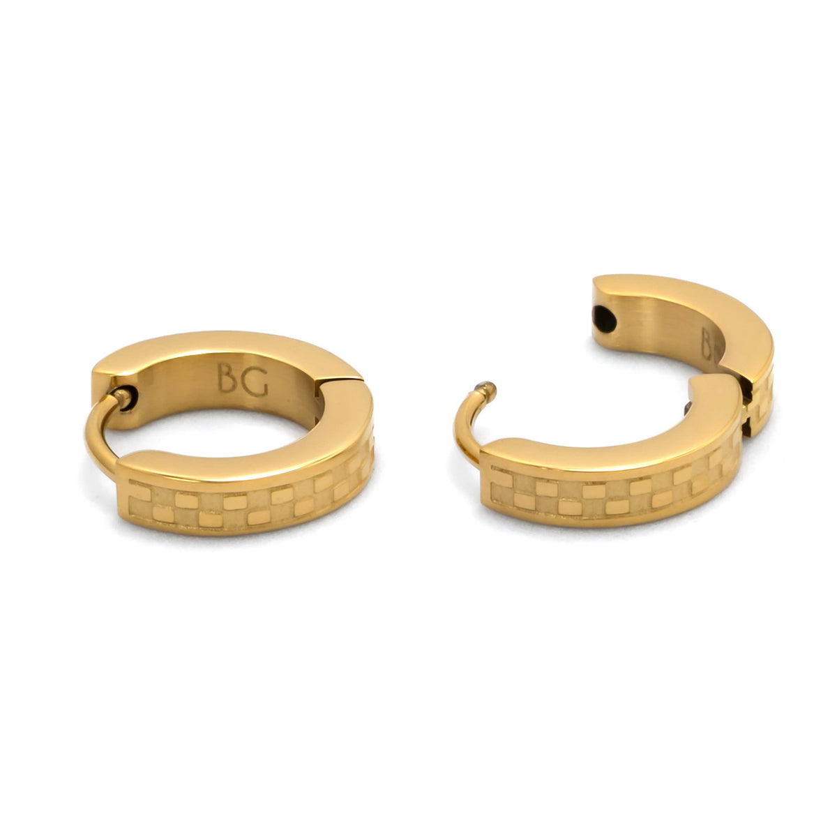 Checkered Waterproof Gold Huggie Earrings