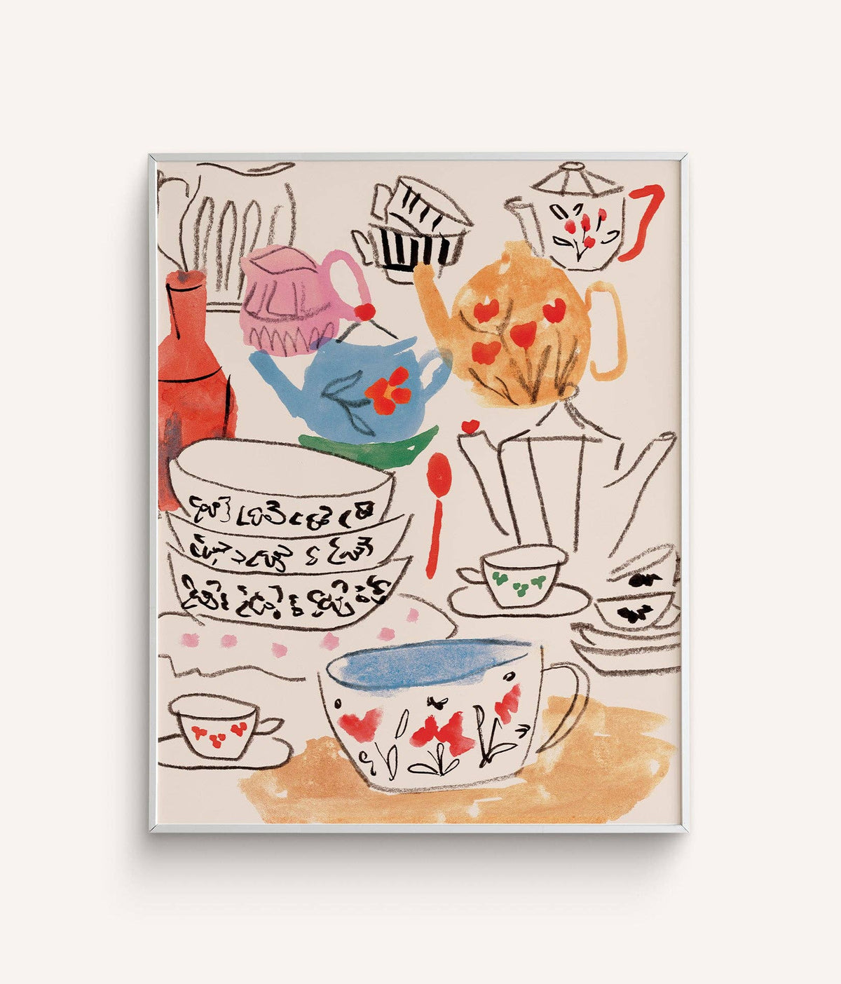 "Flea Market Dishes" Art Print: 8 x 10