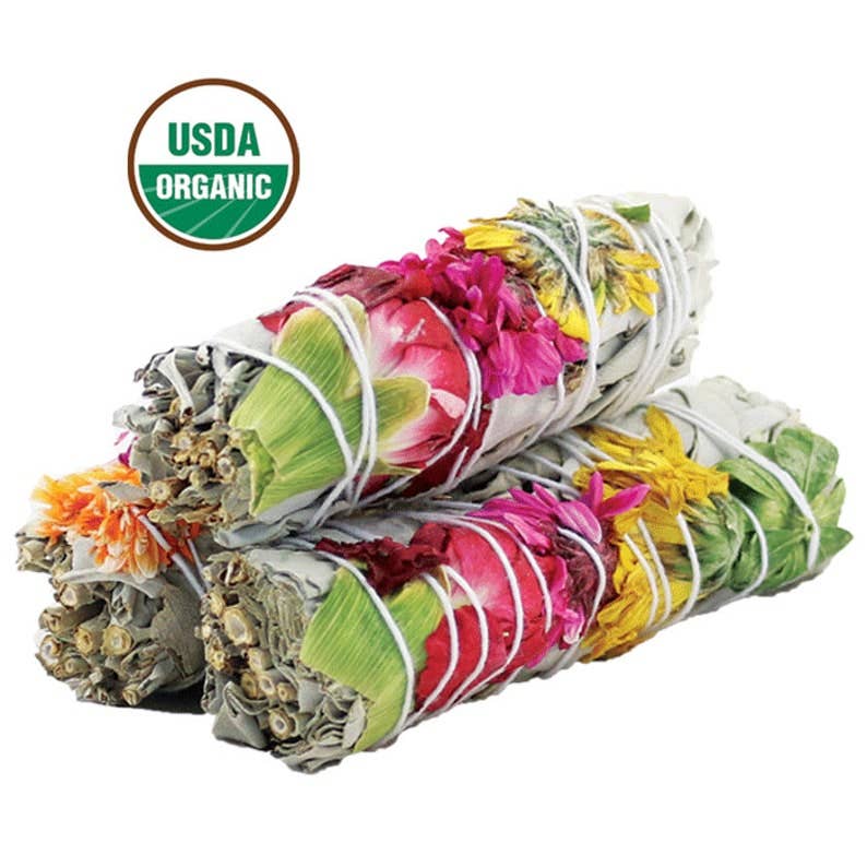 &#39;Joy&#39; Floral White Sage Smudge Stick (4 in.)