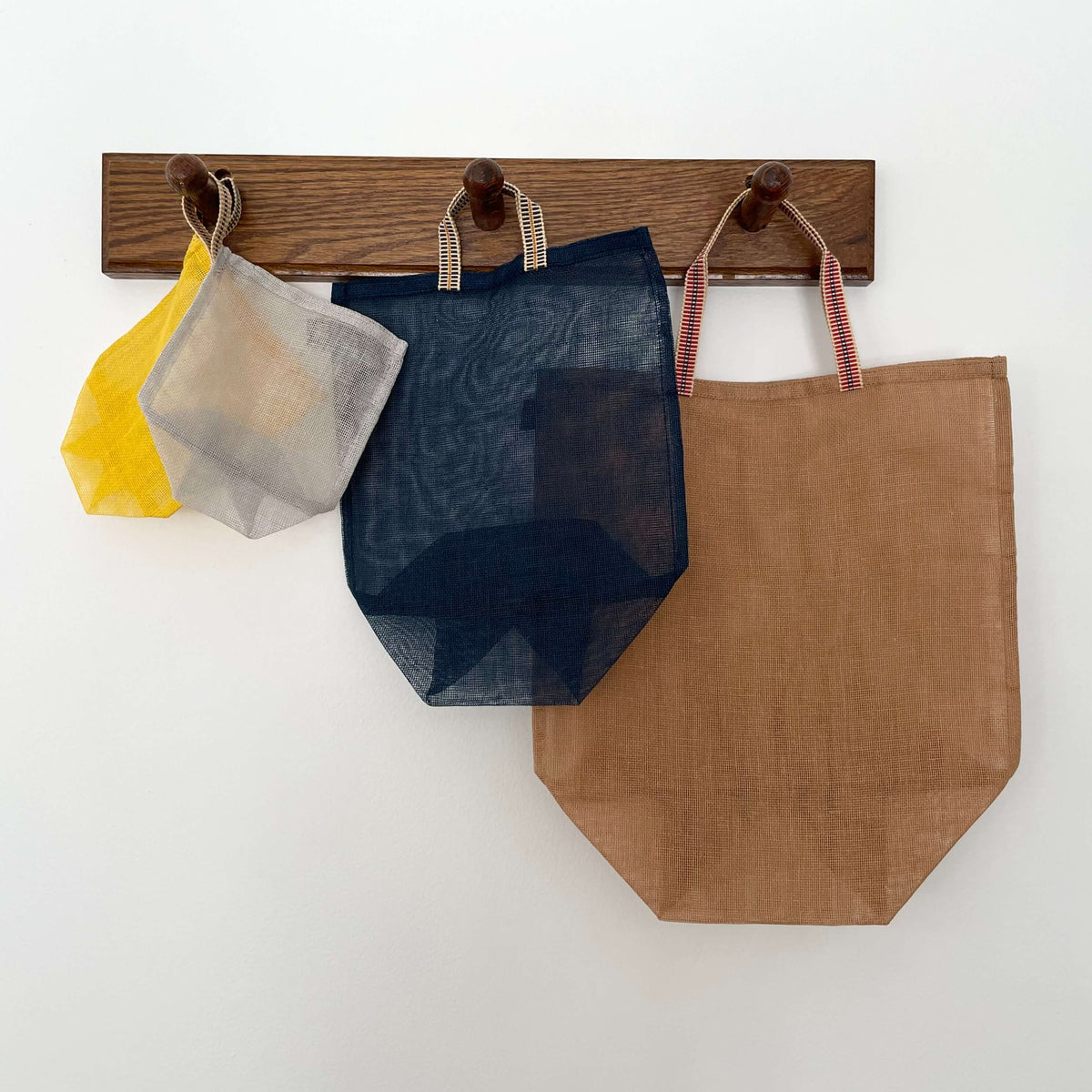 100% cotton gauze net eco produce bags with handle - large: Navy