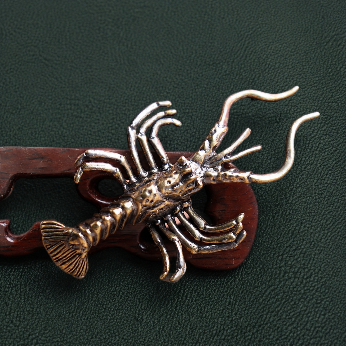 Solid Brass Crawfish Figurine Tabletop Ornament: A1