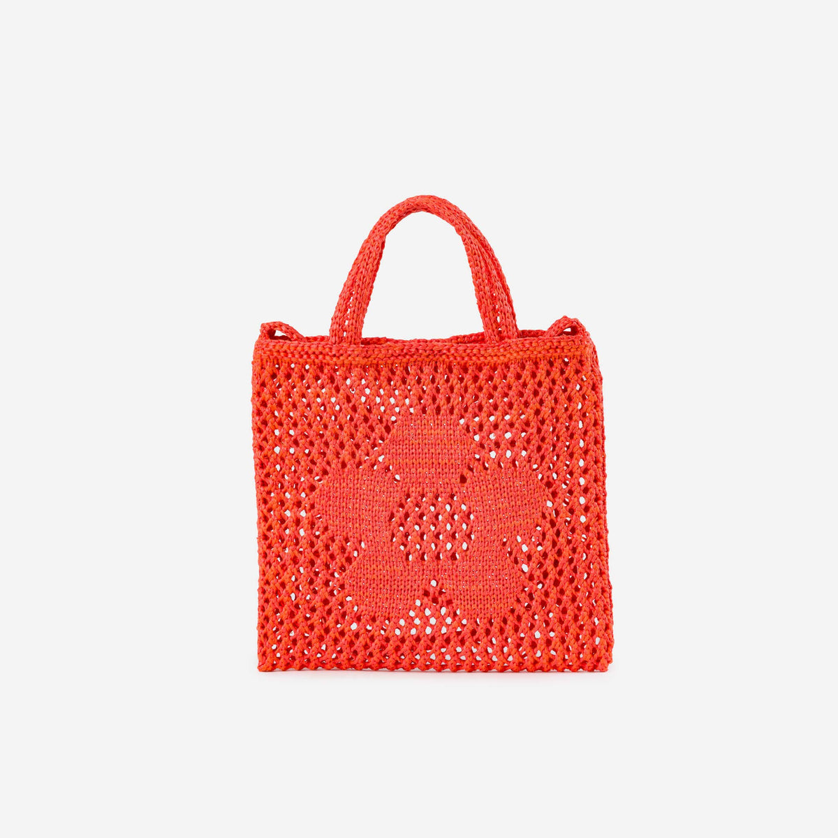 Flower Mini Raffia Tote: Poppy