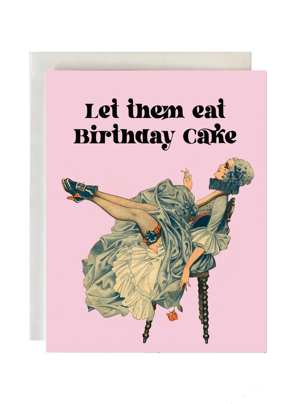 Let them Eat Birthday Cake Vintage Rococo Card: Silver envelope