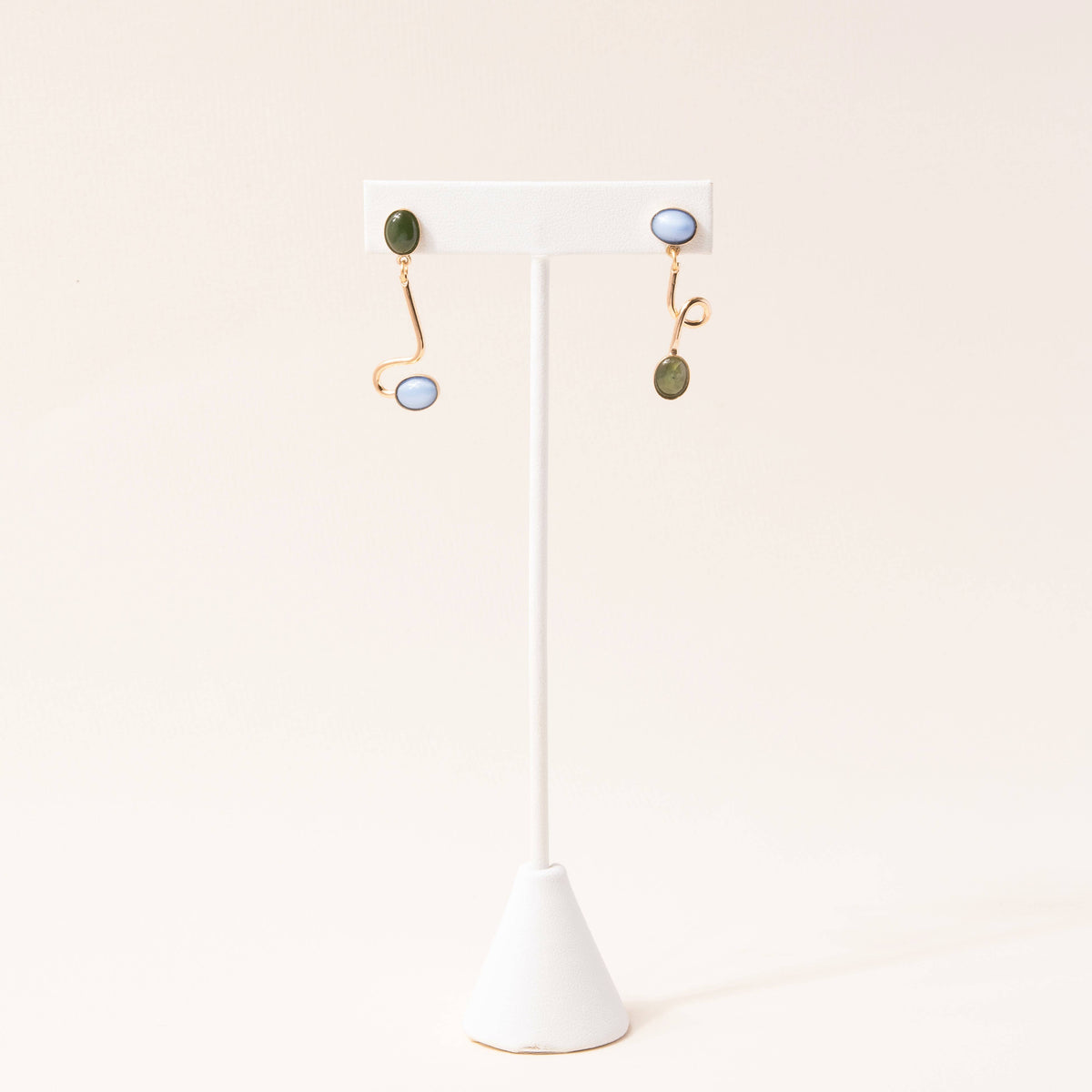Jade + Blue Moonstone Contour Earrings