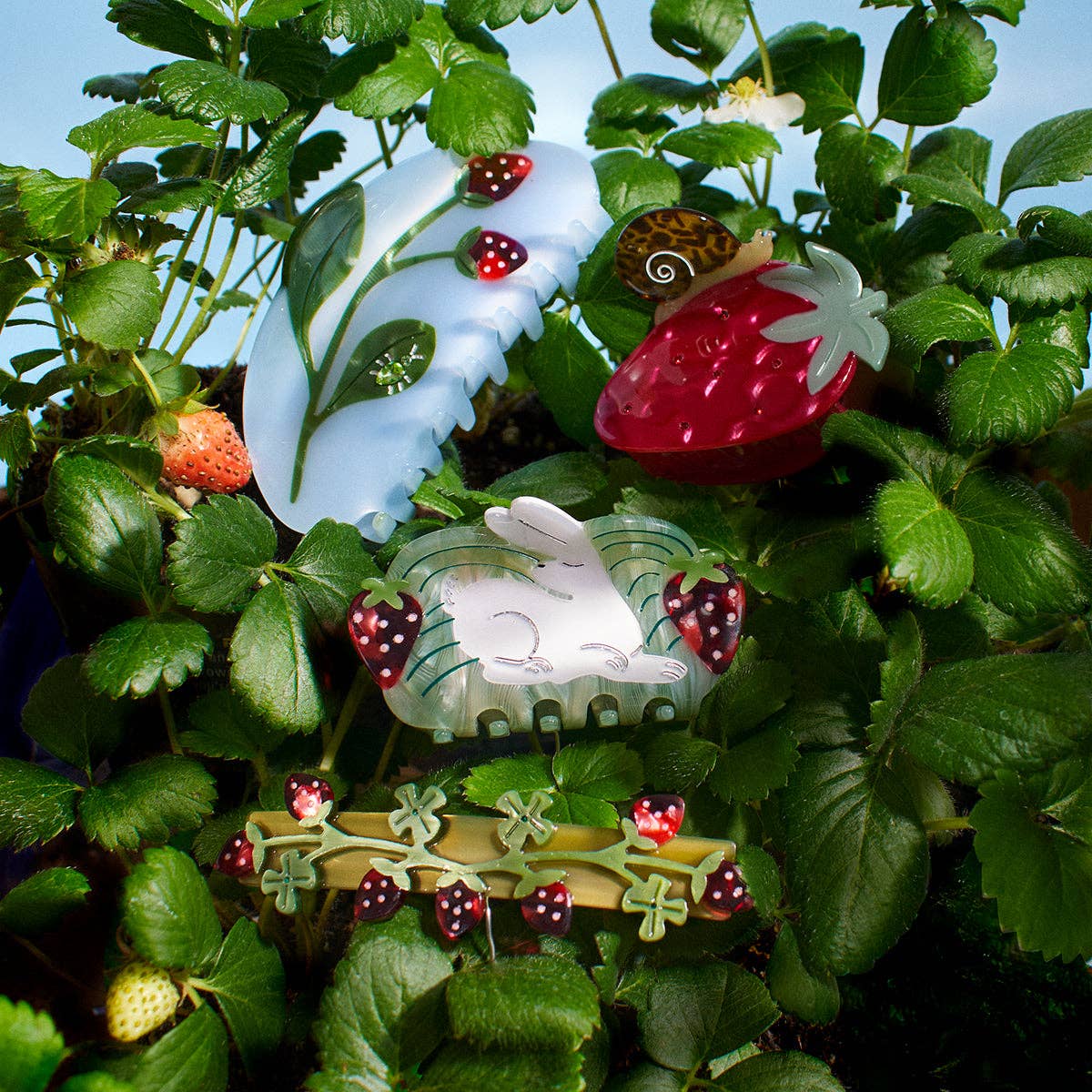 Strawberry Garden Snail Fruit Acetate Hair Claw Clip