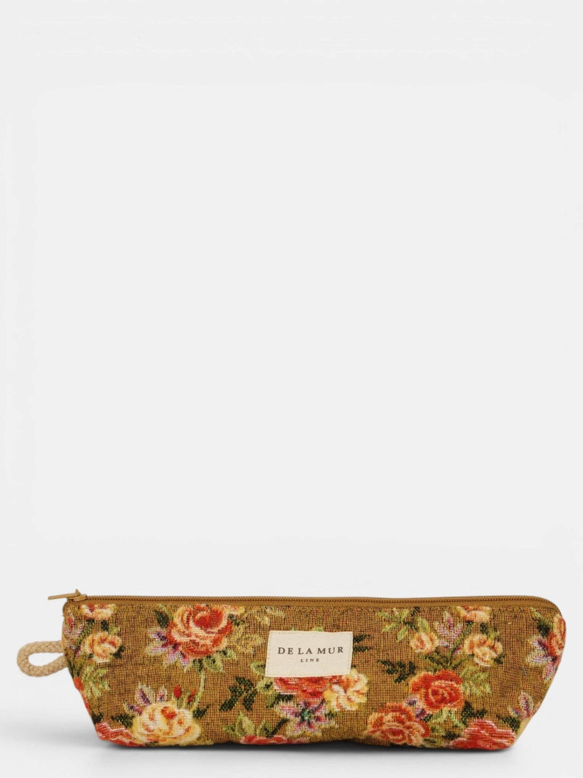 Floral Jacquard Pencil Case – Mustard & Red (Esme)