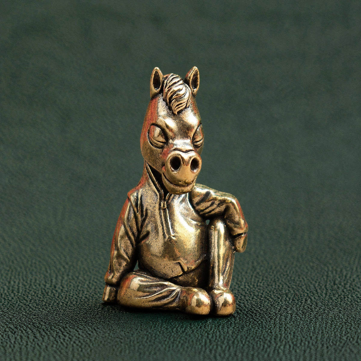 Solid Brass Seated Horse Figurine Decor: A1