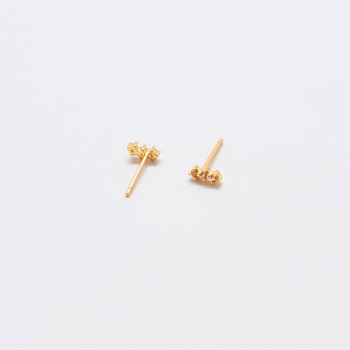 Champagne CZ Gold Bar Stud - SINGLE - Gold Vermeil