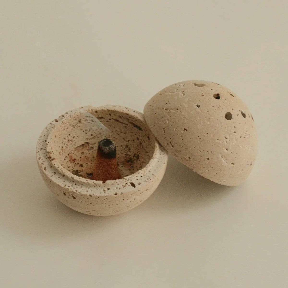 Travertine Sphere Incense & Smudging Burner