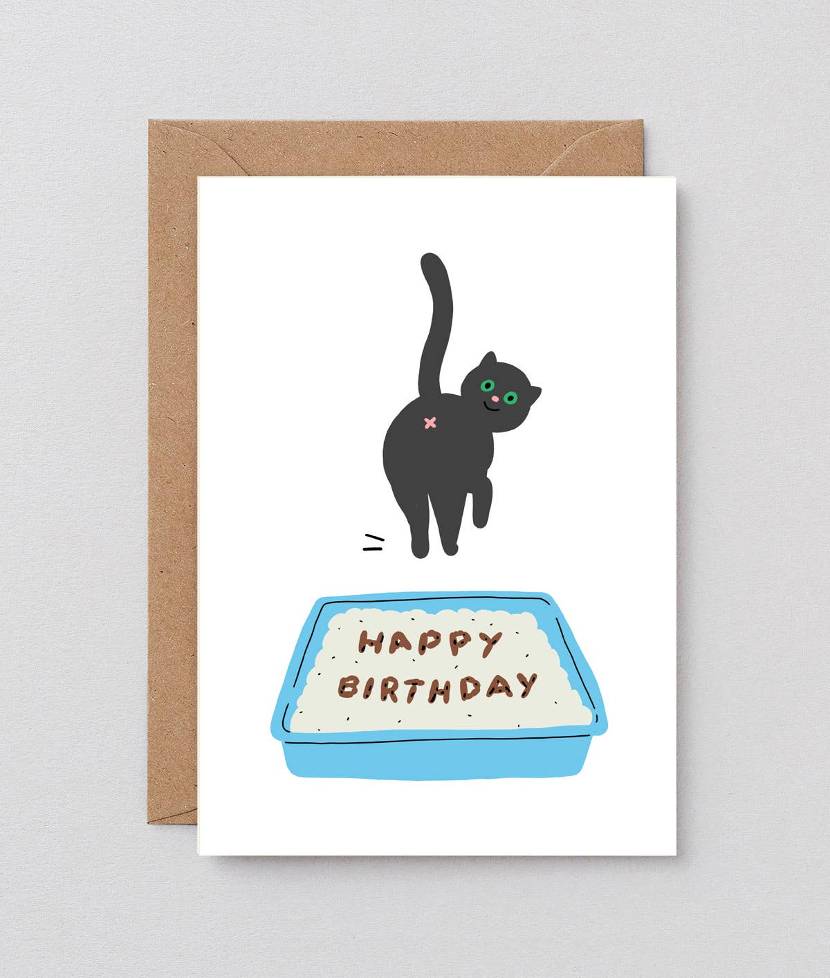 &#39;Birthday Cat Poop&#39; Greetings Card