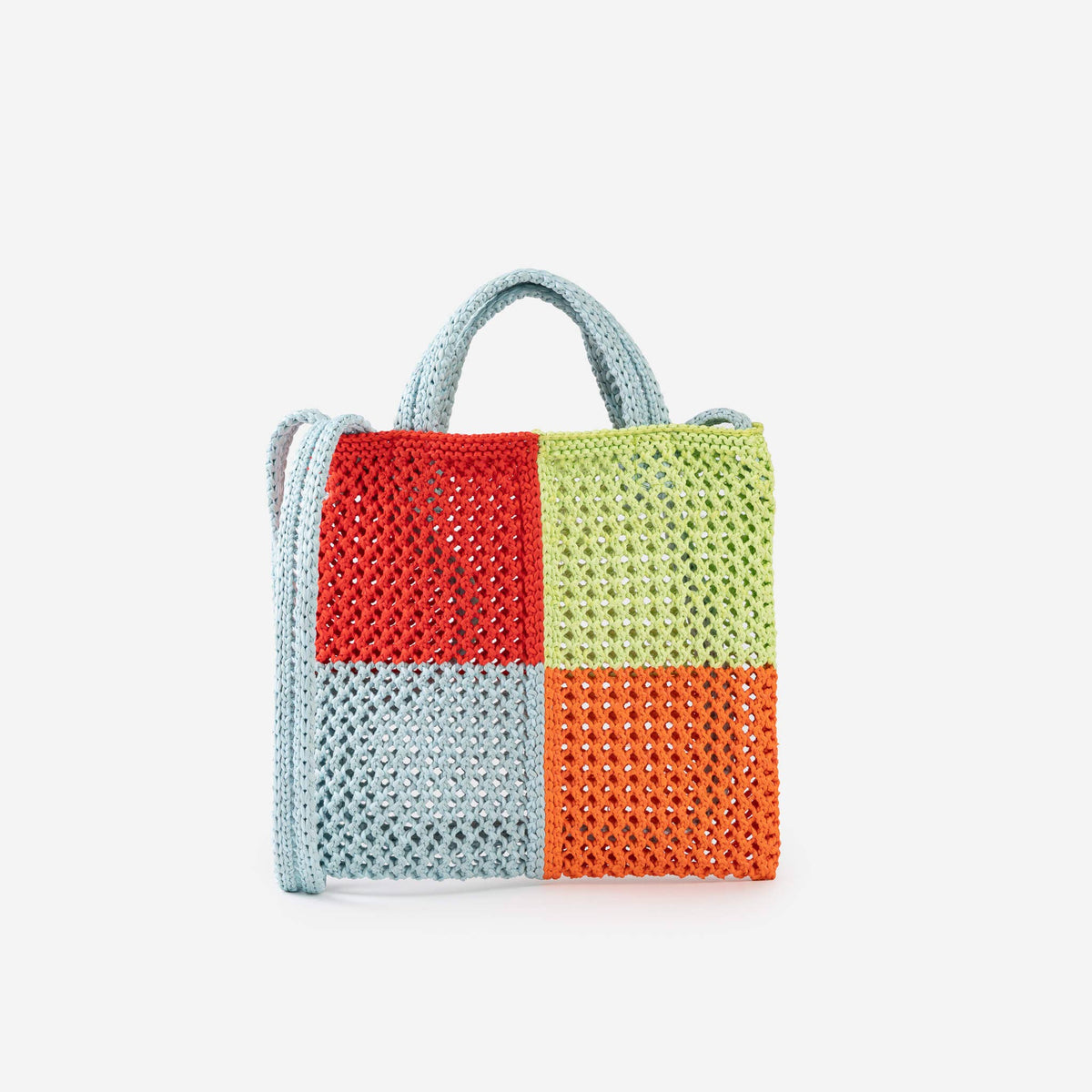 Quattro Raffia Mini Tote: Poppy Stone Blue