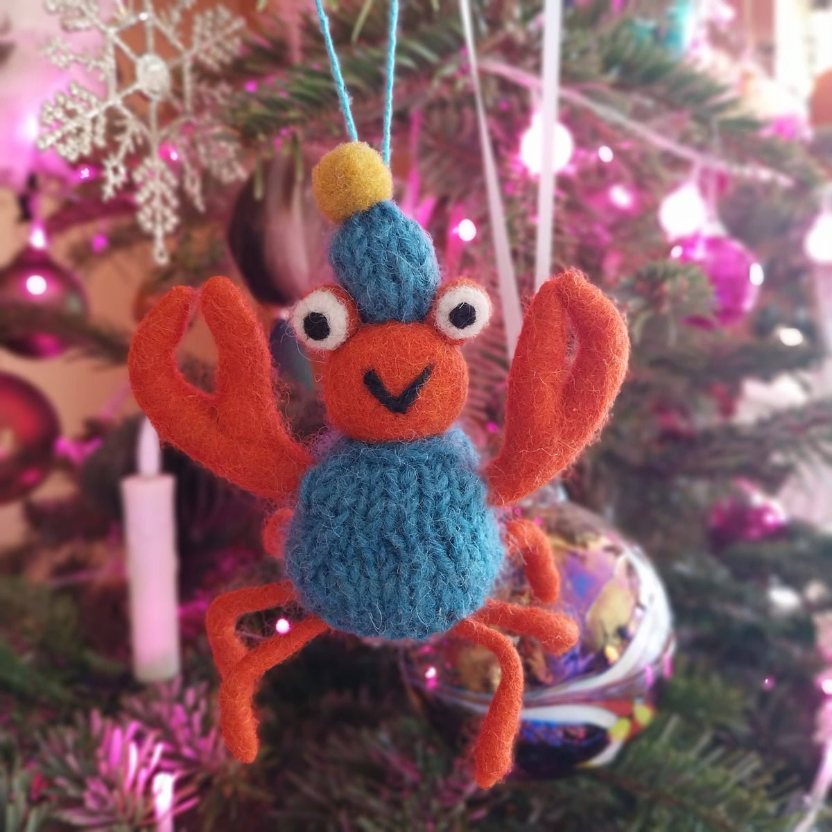 Handmade Felt Sammy Snow crab Ornament