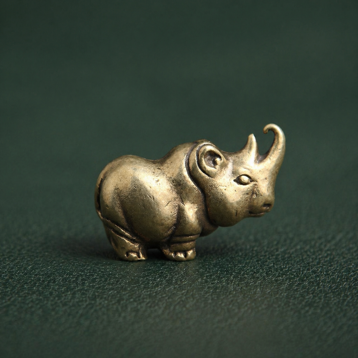 Solid Brass Rhinoceros Miniature Sculpture Ornament: A1