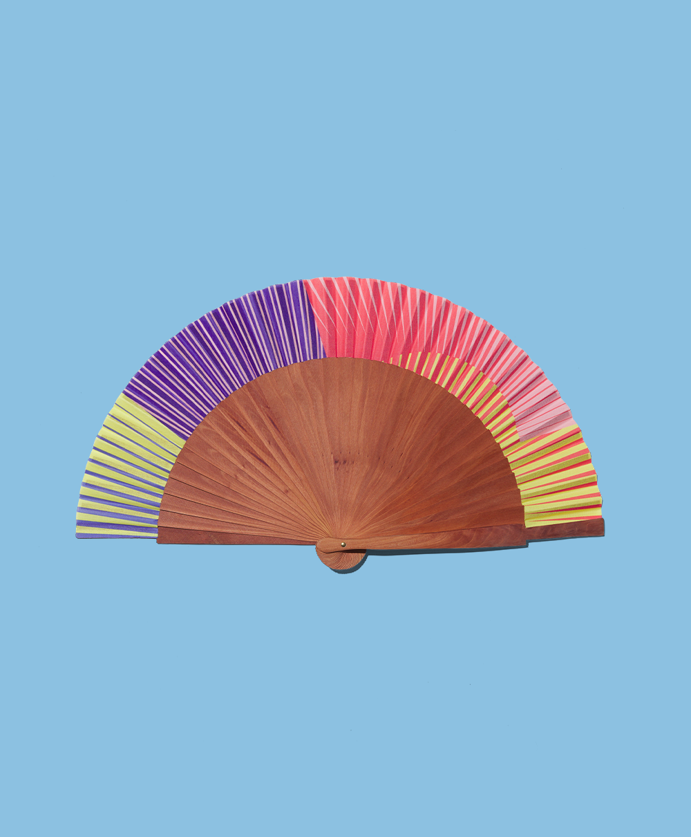 “Sunglow” Fan - Purple, Yellow, & Coral