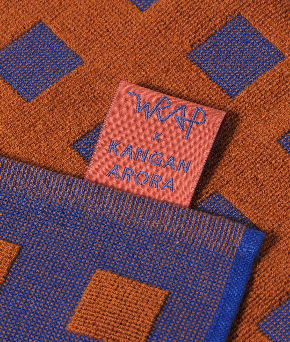 Squares Terry Tea Towel Burgundy/Blue