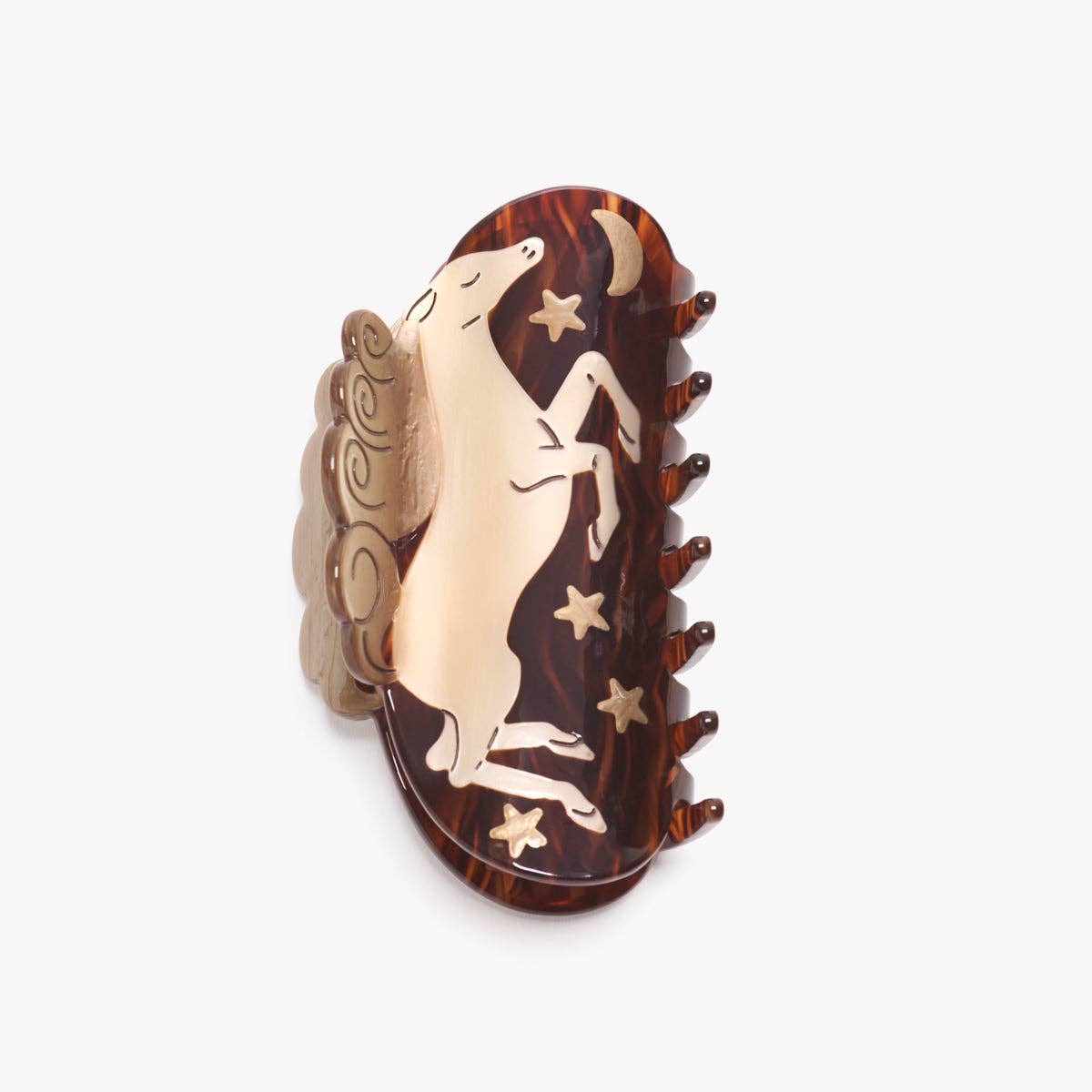 Wild At Heart White Horse Moon Stars Acetate Hair Claw Clip