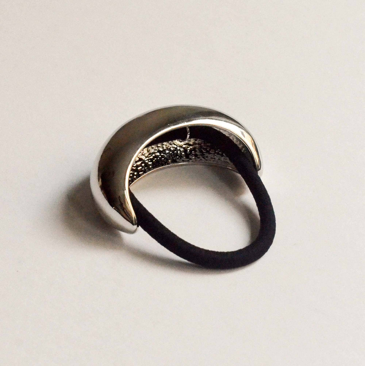 Wide Crescent Metal Ponytail Hair Tie | Silver