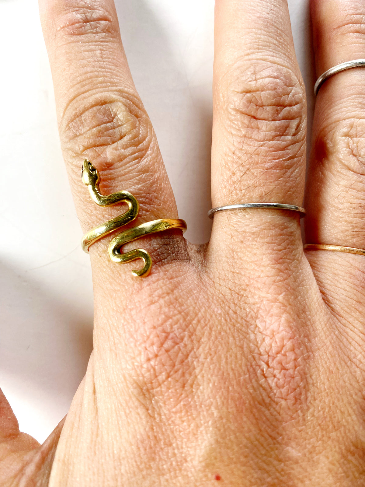 Brass snake serpent cobra ring adjustable 3 styles handmade: 1