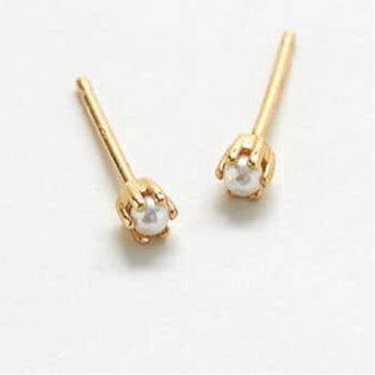 Gold Vermeil Tiny Pearl Semi-Precious Gemstone Stud SINGLE