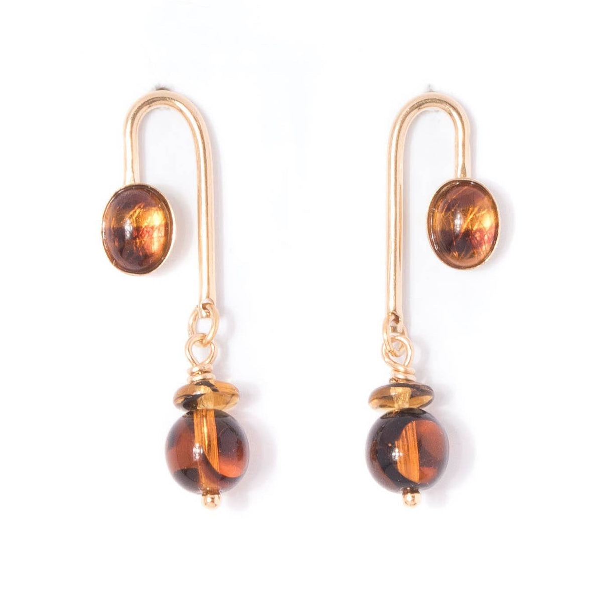 Brown Asym Arch Earrings