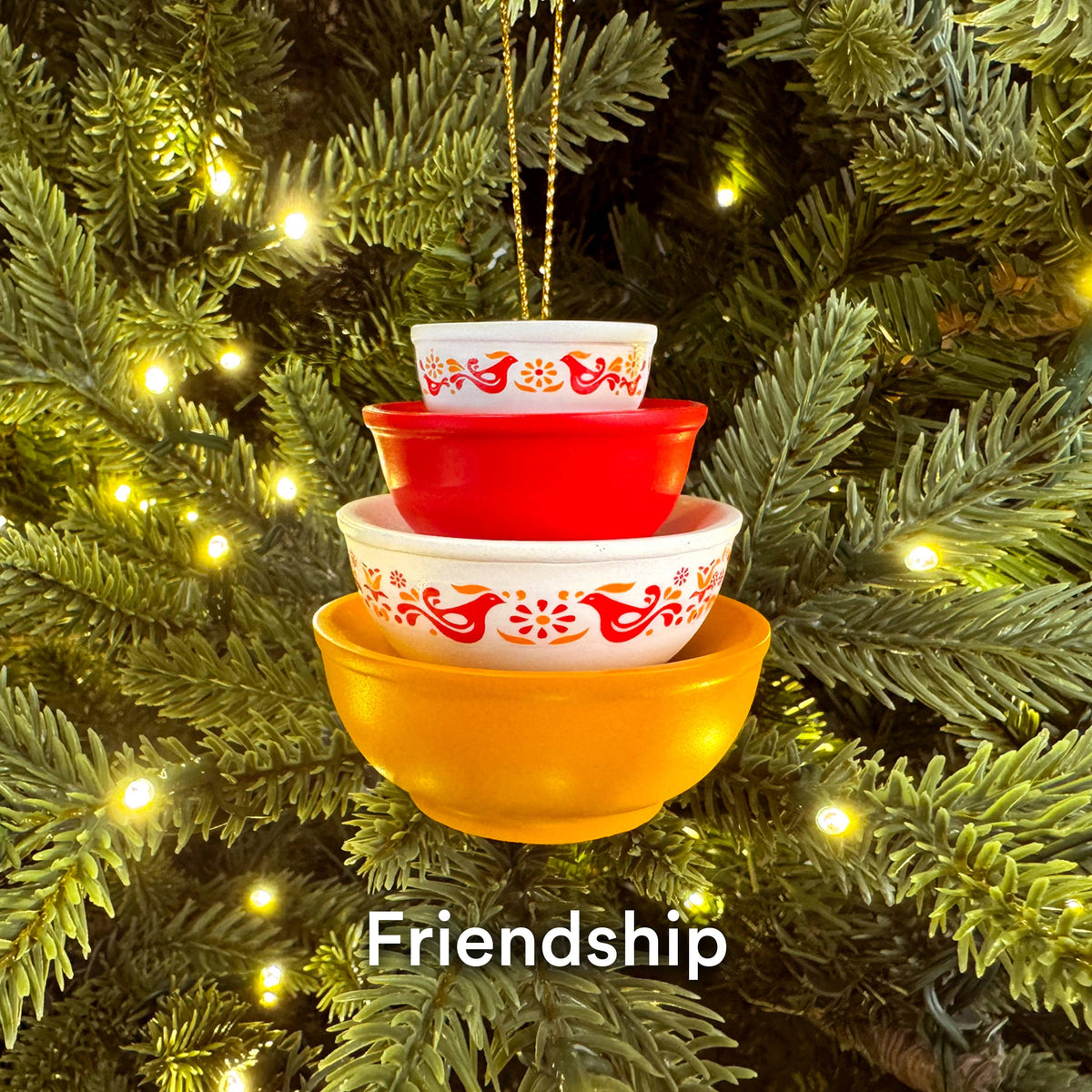 Mini Pyrex-Inspired Bowl Ornament | Retro Christmas Decor: Friendship