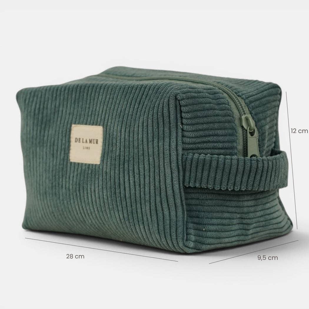 Corduroy Squared Makeup Bag – Teal (Jade)