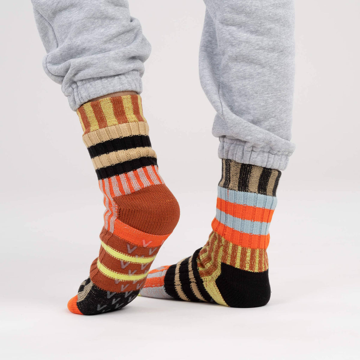 Patchwork Stripe House Socks: Sport (L/XL)