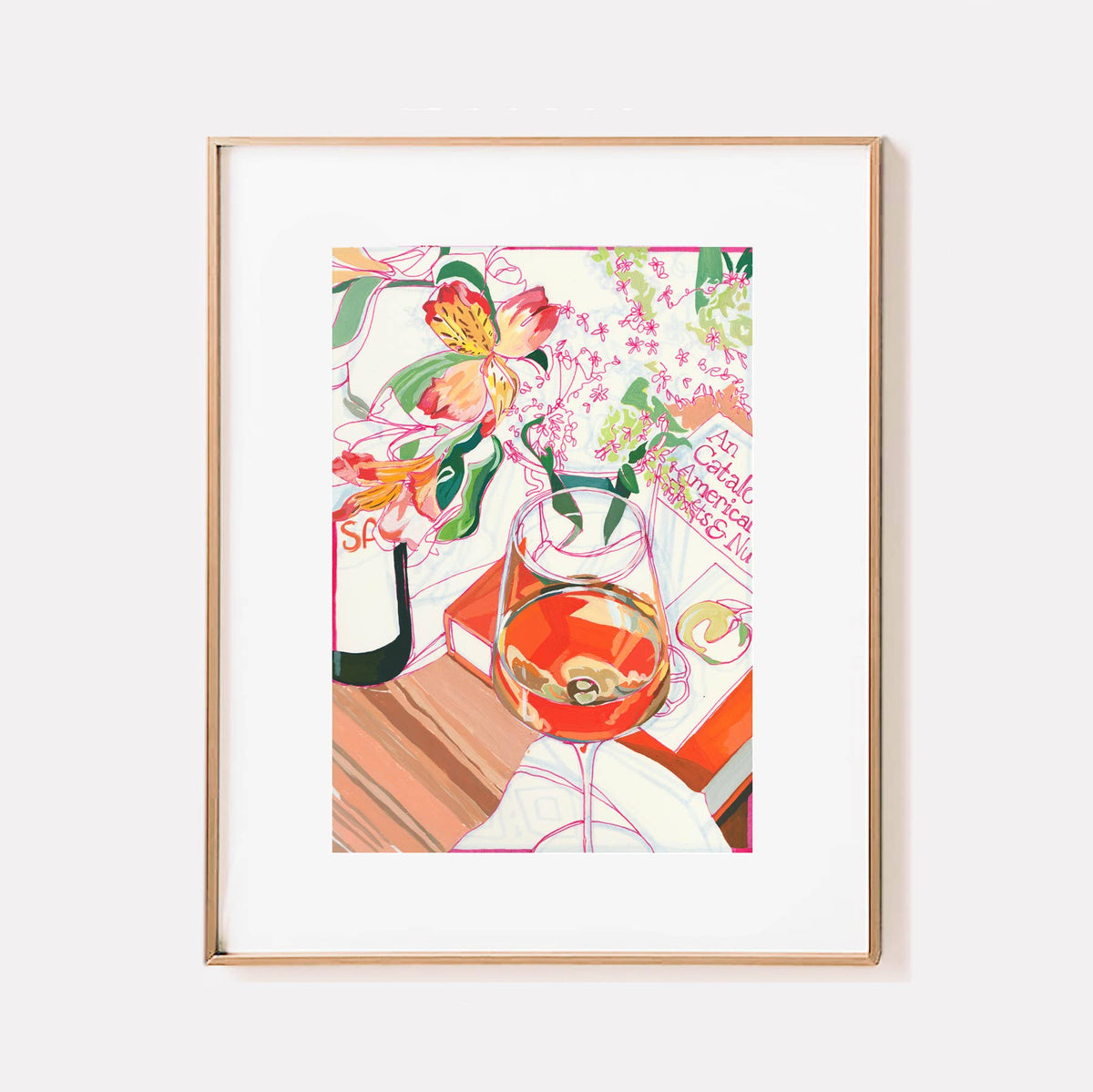 &quot;Orange Wine&quot; Floral Signed Archival Giclee Print: 8x10&quot;