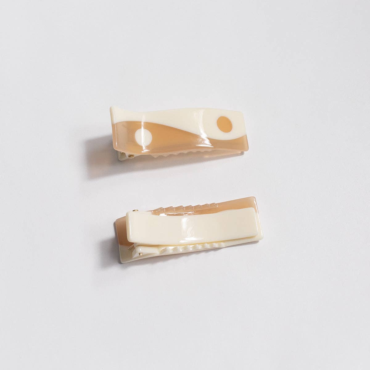 Milk Tea Neutral Cream and Tan Acetate Mini Alligator Clip