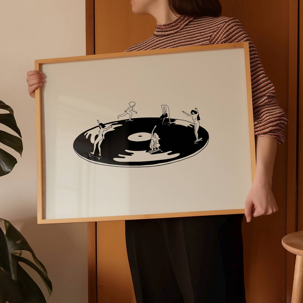 Skate Session on Vinyl Record Minimal Art Print: 8x10