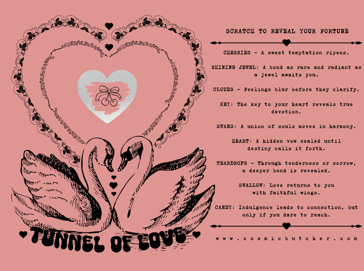 "TUNNEL OF LOVE" Valentine Gift Scratch Off Fortune Card: PUNCHY PASTELS