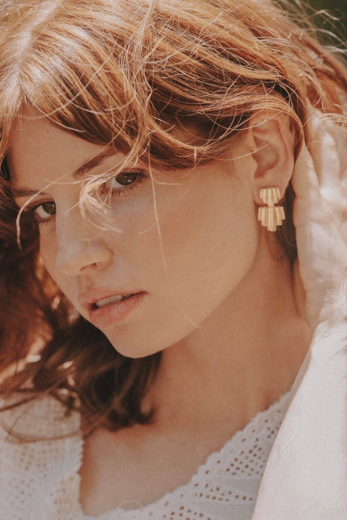 Empire Deco Earrings: Gold
