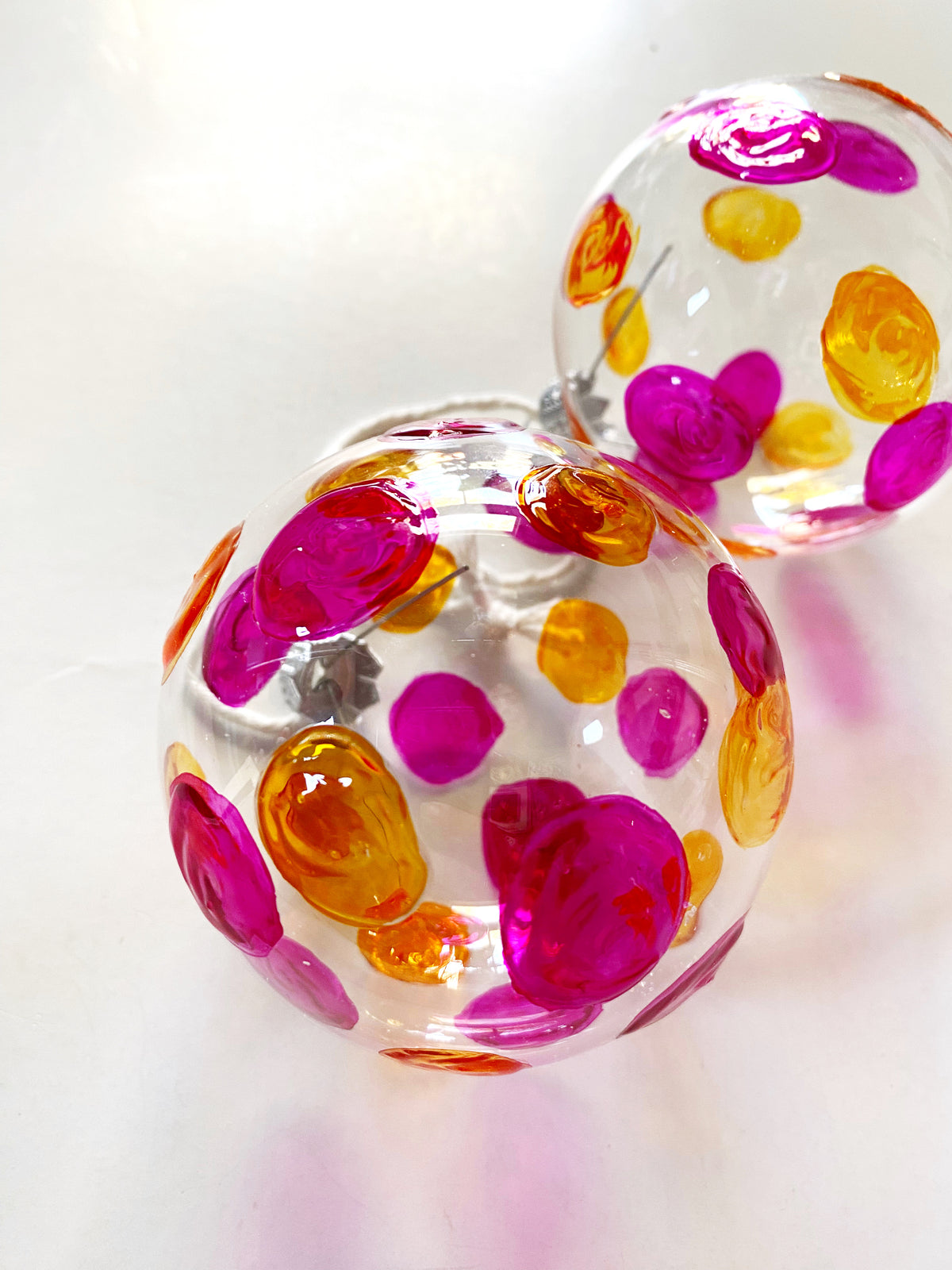 Spot Ornament 8cm Pink &amp; Orange