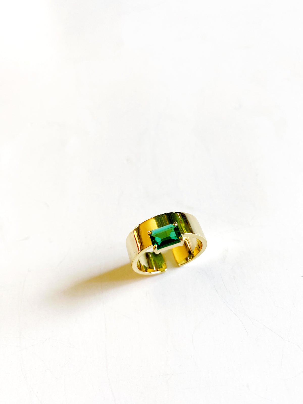 Emerald Baguette Cut Monolith Adjustable Ring