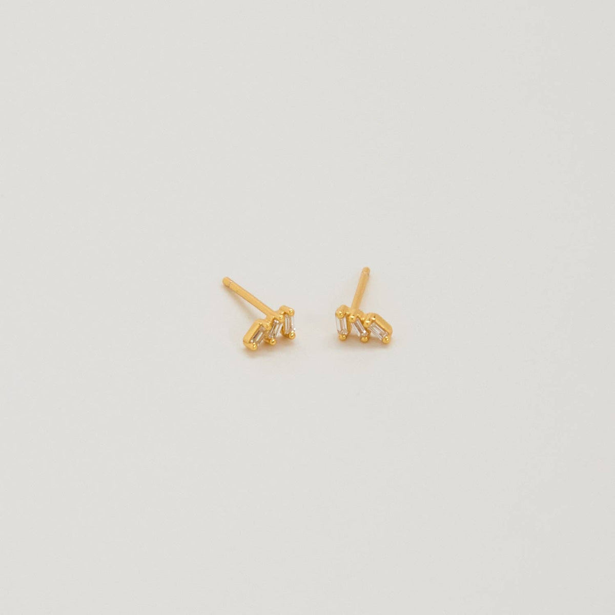 White Triple Baguette Gold Vermeil STUD SINGLE