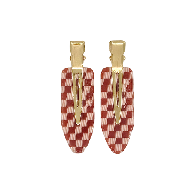 Creaseless Clips (Set of 2) — Maraschino Checker