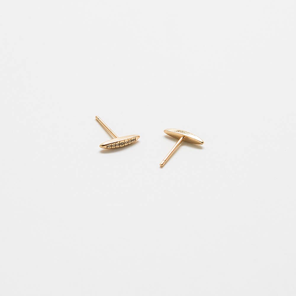 Gold Pavé Bar Stud SINGLE