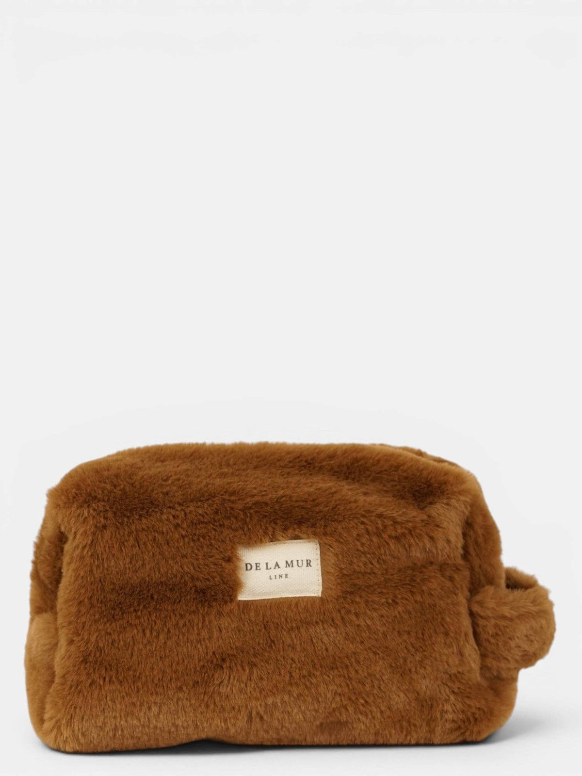 Faux Fur Squared Makeup Bag – Camel Brown (Pile)