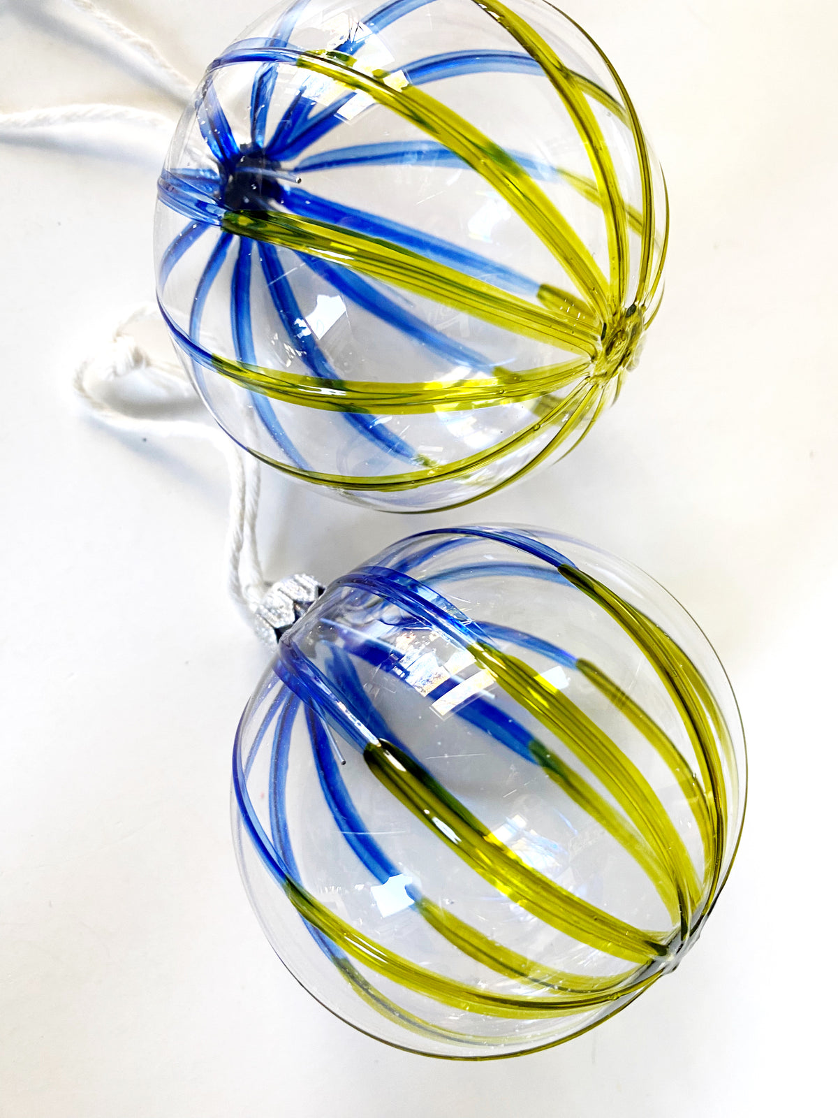 Stripe Ornament, 8cm Blue &amp; Green