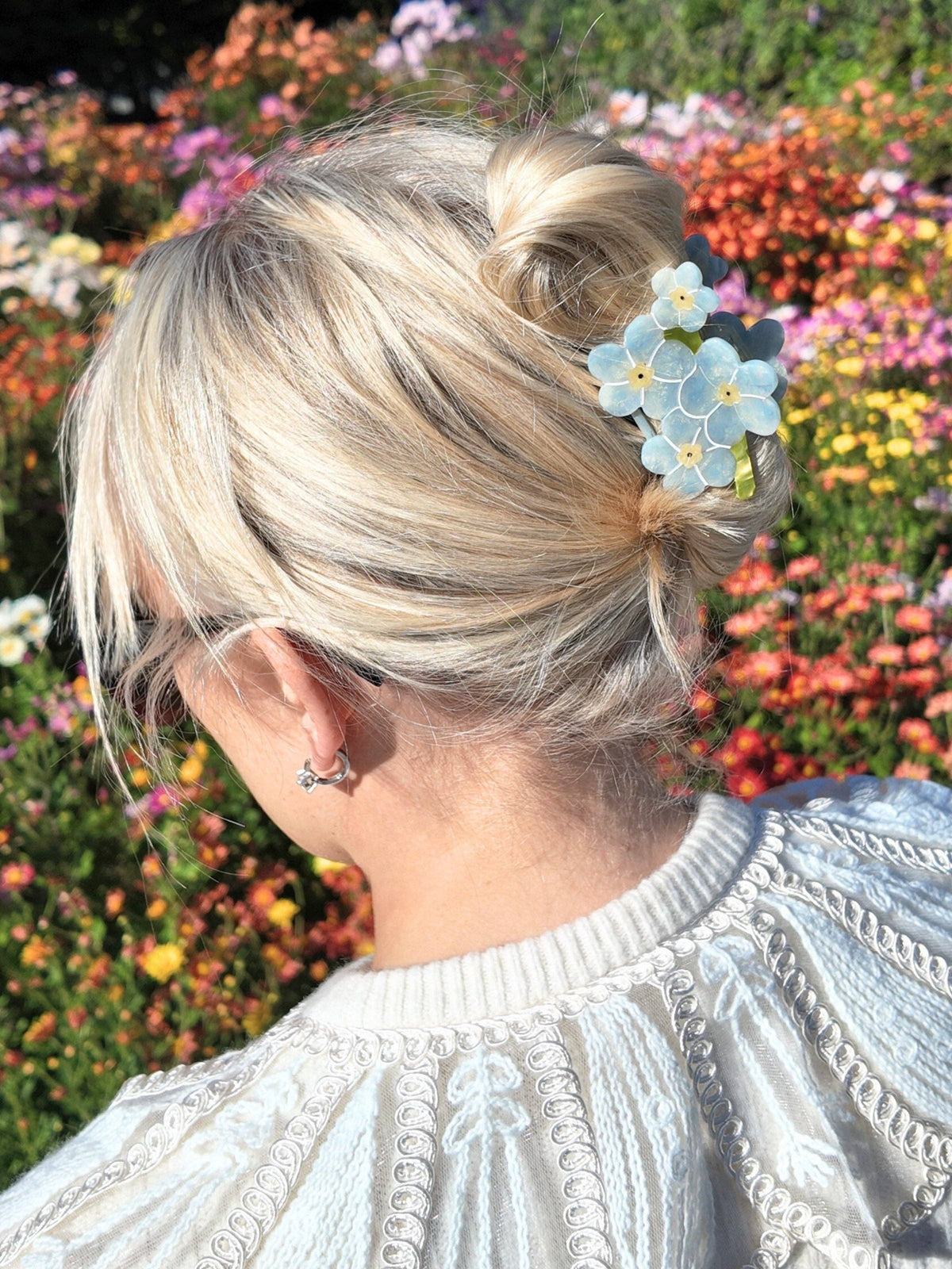 Hand-painted Forget-Me-Not Claw Hair Clip | Eco-Friendly