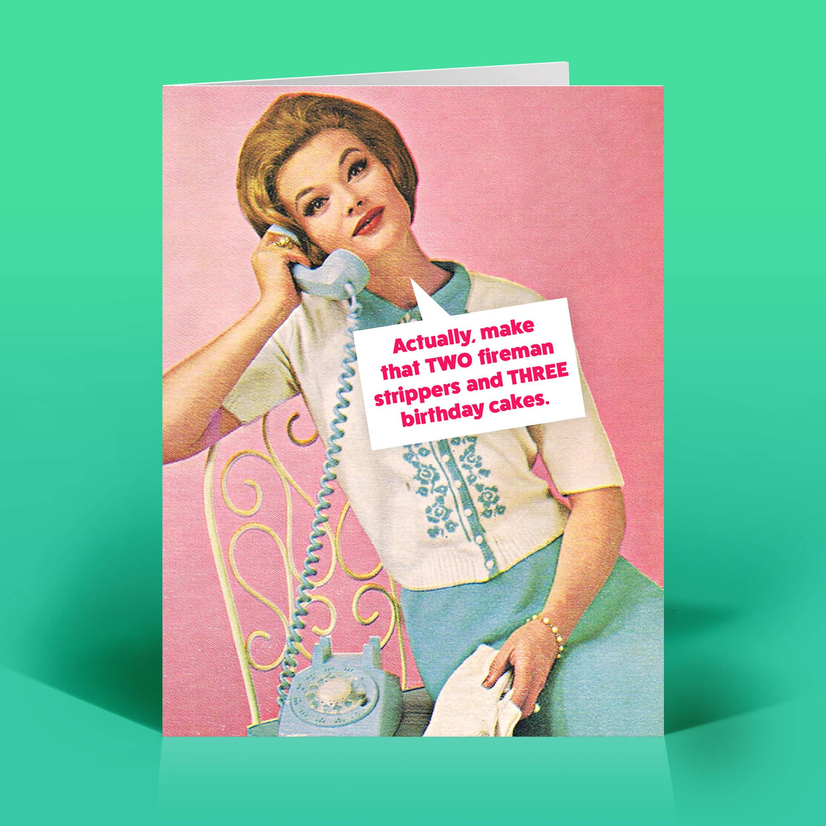 Funny Birthday Card – STRIPPERS & CAKE – Vintage Sassy Humor