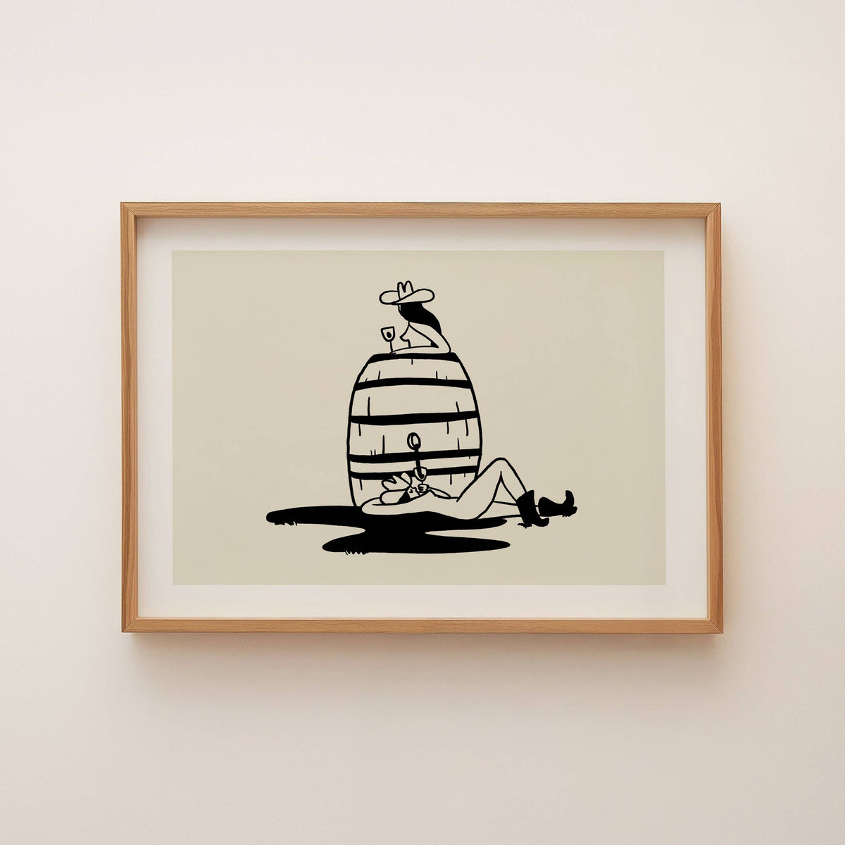 Wine Tasting Vintage Western Art Print : Medium