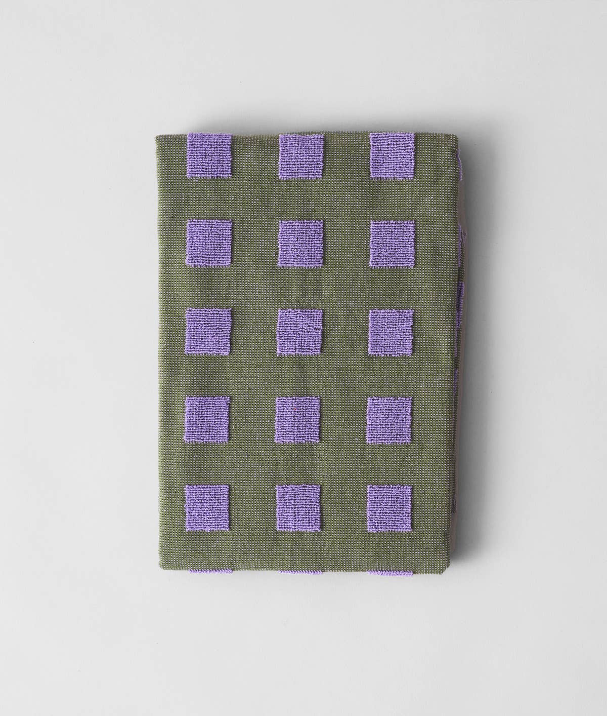'Squares Olive/Lilac' Cotton Tea Towel