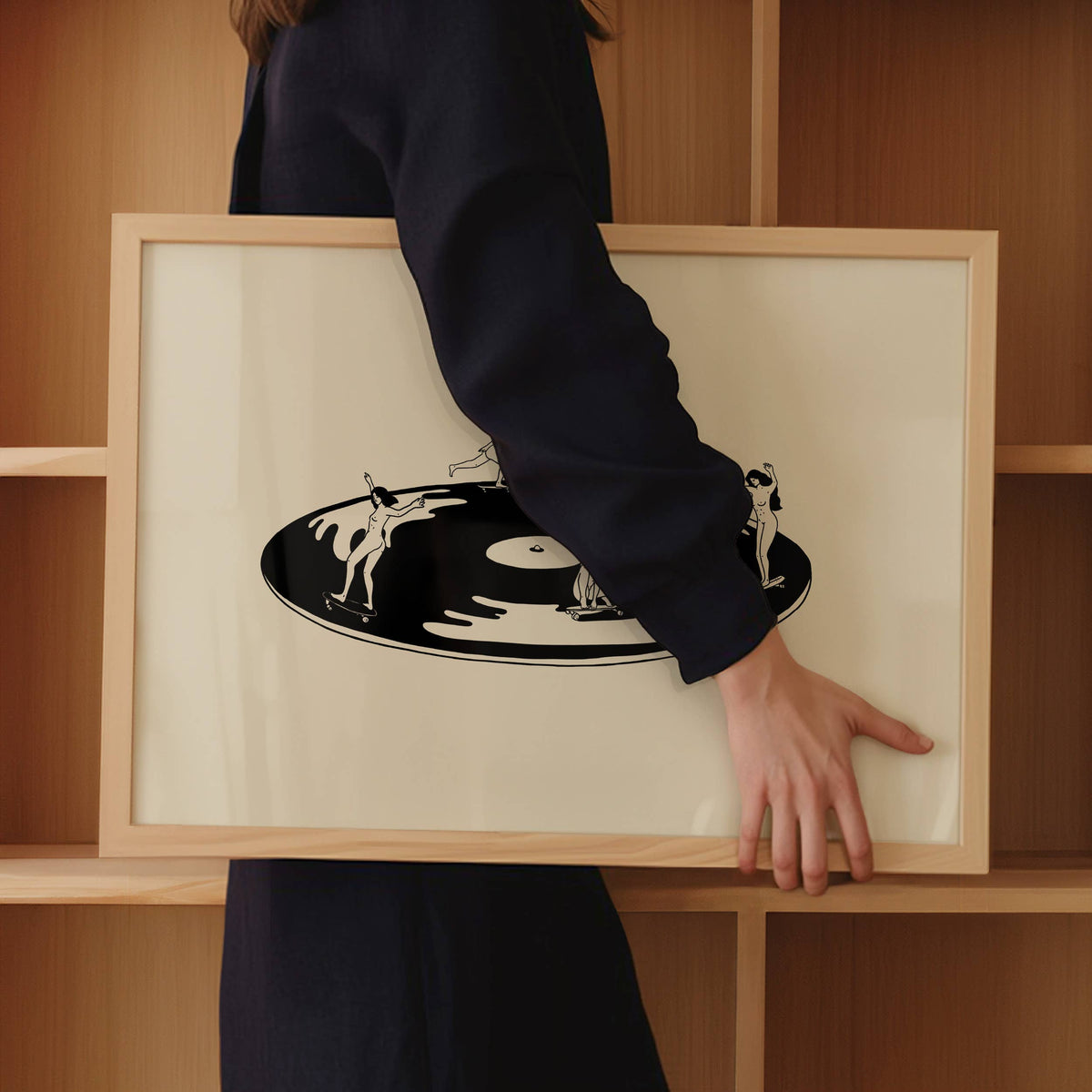 Skate Session on Vinyl Record Minimal Art Print: 8x10