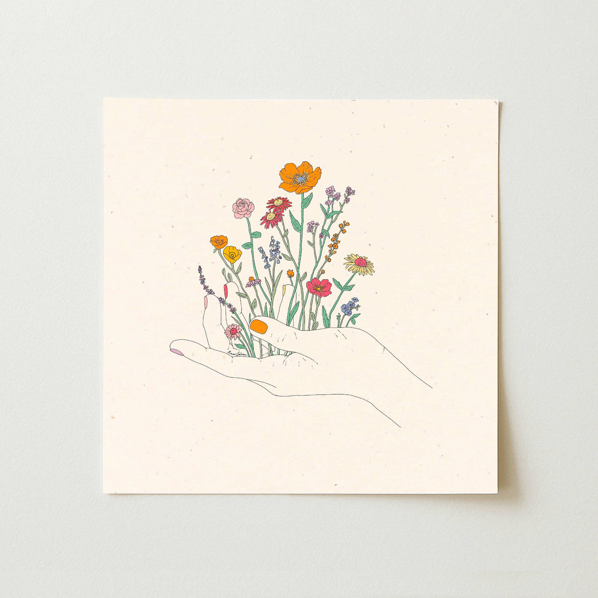 Wildflowers in Hand Art Print: 12" x 12"